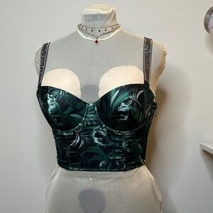 Victoria's Secret Green and Black Tropical Bustier
